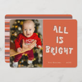 すべて明るいおもしろいモダンフォトコーラルレッドクリスマス シーズンカード (正面/裏面)