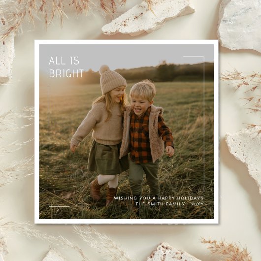 すべて明るい家族のモダン子供の写真のクリスマス シーズンカード
