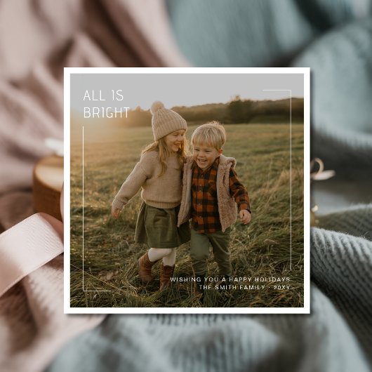 すべて明るい家族のモダン子供の写真のクリスマス シーズンカード