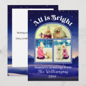 すべて明るい3フォトウォーターカラークリスマスファミリー シーズンカード (正面/裏面)