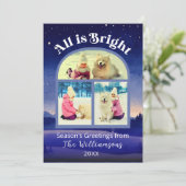 すべて明るい3フォトウォーターカラークリスマスファミリー シーズンカード (スタンド正面)