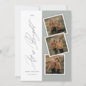 すべて明るい3写真モダンクリスマスセージ緑 シーズンカード (正面)