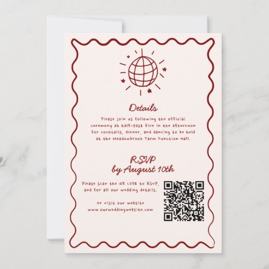 すべて片手に描いた予測できなQRコード赤結婚の 招待状 (裏面)
