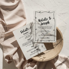 すべて片手のフレ書ームモダンのレトロ結婚の 招待状