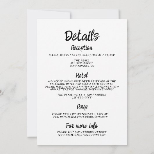 すべて片手のフレ書ームモダンのレトロ結婚の 招待状 (裏面)