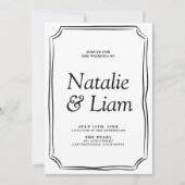 すべて白黒の古い金結婚の 招待状 (正面)