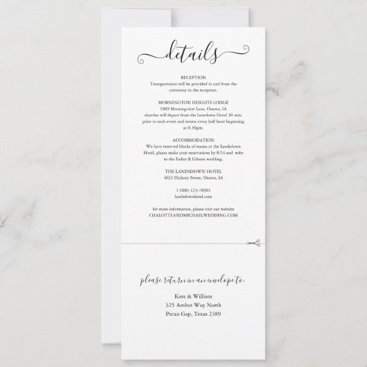 すべて白黒の文字エレガントで結婚す 招待状 (裏面)