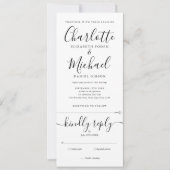 すべて白黒の文字エレガントで結婚す 招待状 (正面)