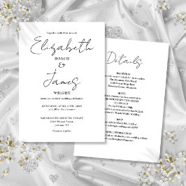 すべて白黒ミニマリスト結婚の 招待状