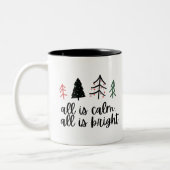 すべて穏やかである全て明るいクリスマスツリーギフト ツートーンマグカップ (左)