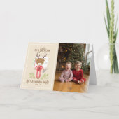 すべて穏やかでない可愛いトナカイ写真折り畳まれた休日 カード (正面)