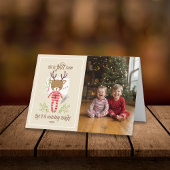 すべて穏やかでない可愛いトナカイ写真折り畳まれた休日 カード