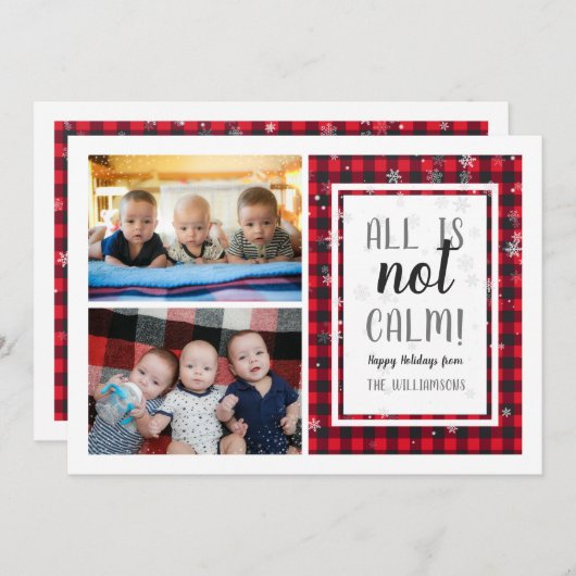 すべて穏やかではない!可愛いクリスマスファミリーおもしろい写真 シーズンカード (正面/裏面)