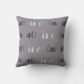 すべて穏やかで埃っぽい紫と銀のクリスマス クッション (裏面)