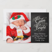 すべて穏やかで明るい黒板クリスマスフォト シーズンカード (正面)