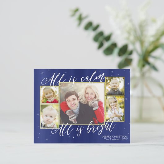 すべて穏やかなクリスチャン海軍ブルークリスマスの写真 シーズンカード (スタンド正面)