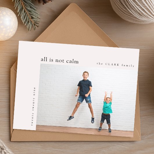 すべて穏やかなクリスマスミニマルティール（緑がかった色）キッズフォトではない シーズンカード