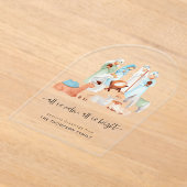 すべて穏やかな出生シーンクリスマスアクリルカード アクリル招待状 (レイダウン)