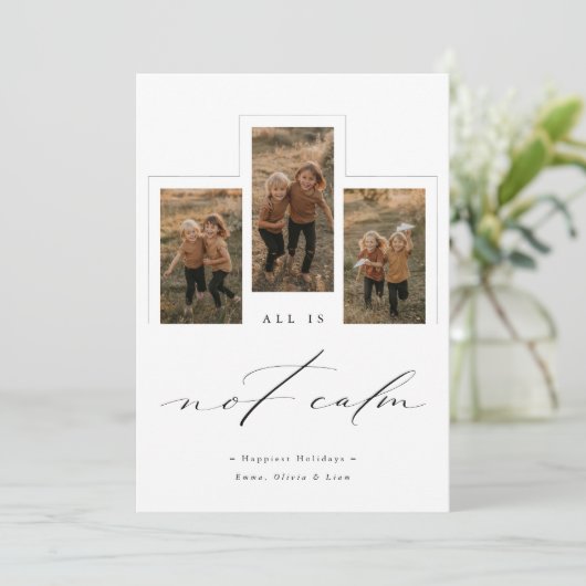 すべて穏やかな3写真おもしろい家族のクリスマス シーズンカード (スタンド正面)