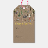 すべて素朴をクラフトウッドランド冬の鳥 ギフトタグ (正面)