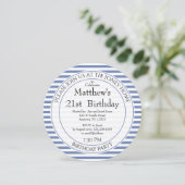 すべて航海のの年予測できな齢の青/白ストライプの 招待状 (スタンド正面)