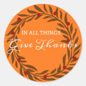 すべて茶色の与え感謝していリースオレンジバック ラウンドシール (正面)
