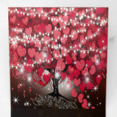 すべて赤エレガントとピンクのハートリーフ結婚のT 三つ折り招待状 (内部最初)