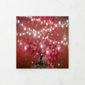 すべて赤エレガントとピンクのハートリーフ結婚のT 三つ折り招待状 (カバー)