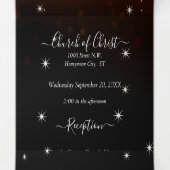 すべて赤エレガントとピンクのハートリーフ結婚のT 三つ折り招待状 (内部中)