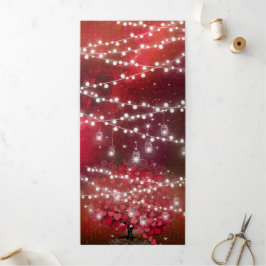 すべて赤エレガントとピンクのハートリーフ結婚のT 三つ折り招待状