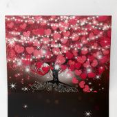 すべて赤エレガントとピンクのハートリーフ結婚のT 三つ折り招待状 (内部最初)