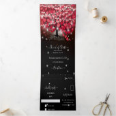 すべて赤エレガントとピンクのハートリーフ結婚のT 三つ折り招待状 (内部)