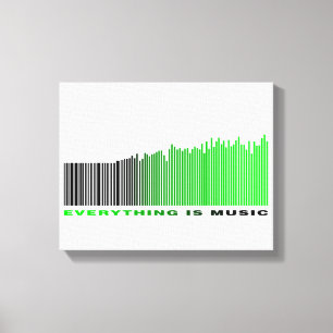 すべて音楽グリーン文字バーコードソングプレーヤー キャンバスプリント