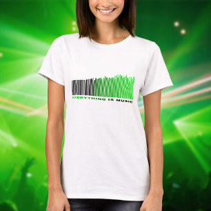 すべて音楽引用文グリーンバーコードイコライザー Tシャツ