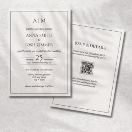 すべて1つの白黒モノグラムQRコミニマルードで作成 招待状