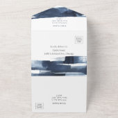 すべて1つの結婚式招待状 |抽象芸術青 オールインワン招待状 (外側)