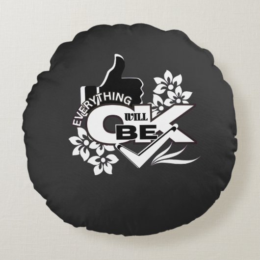 すべてOK」グラフィックやる気を起こさせるティー ラウンドクッション (正面)