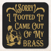 すまん来なに真鍮のサクソフォン スクエアペーパーコースター (正面)