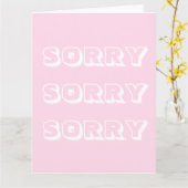 すまん淡いピンクの白モダンはっきりした謝罪 カード (黄色い花)