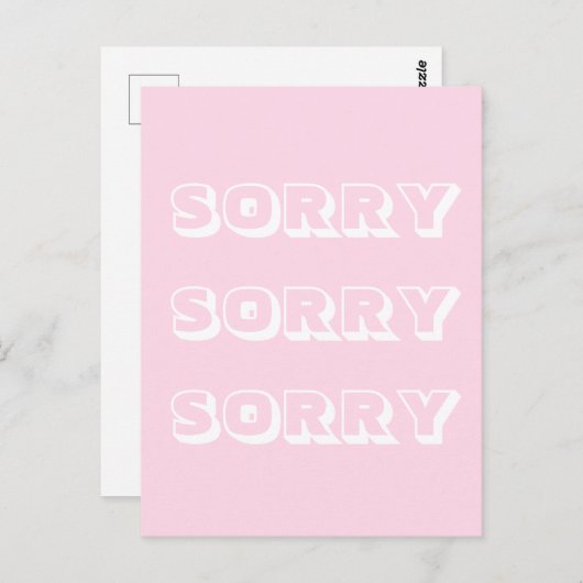すまん淡いピンクの白モダンはっきりした謝罪 ポストカード (正面/裏面)