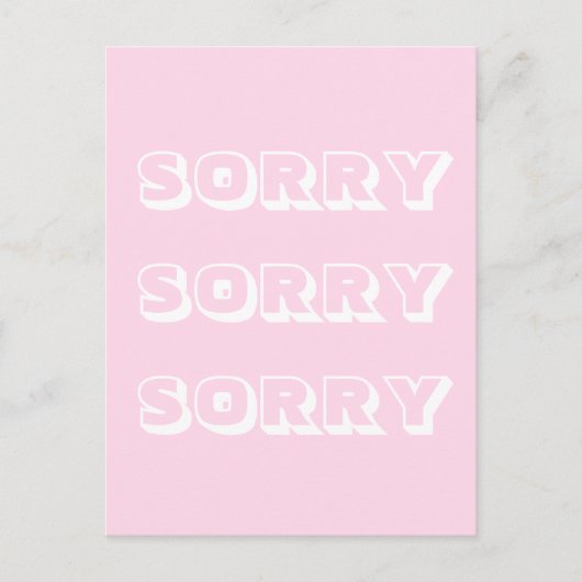 すまん淡いピンクの白モダンはっきりした謝罪 ポストカード (正面)