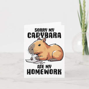 すみません、うちのカピバラが宿題を食べちゃいました カピバラ好きの面白Tシャツ カード