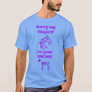 すみません、ドラゴンがあなたのユニコーンを食べちゃった、紫と青 Tシャツ