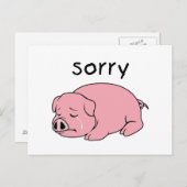 すみません 大泣き すすり泣き ピンクの豚スタンプカード ポストカード (正面/裏面)