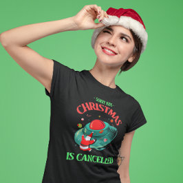 すみません、子供たち クリスマスは中止です サンタUFO墜落 Tシャツ
