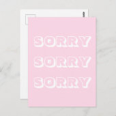 すみません、淡いピンクの白のモダンで大胆な謝罪 ポストカード (正面/裏面)