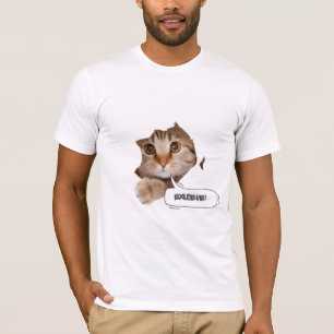 すみません? - 笑える猫が紙を引き裂くTシャツ Tシャツ