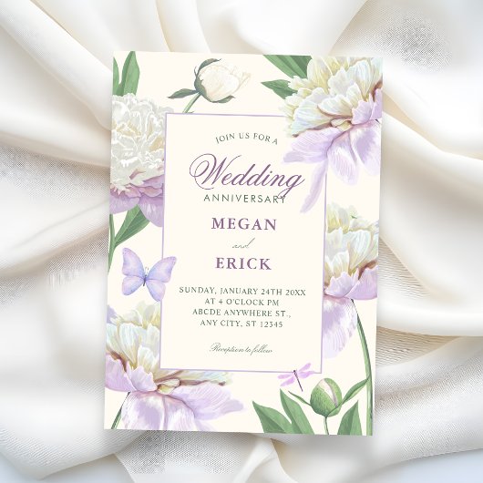 すみれの花の庭の結婚記念日 招待状