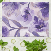 すみれの花 水彩画 紫の花 ペイント キッチンタオル (折り畳み)