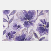 すみれの花 水彩画 紫の花 ペイント キッチンタオル (横)